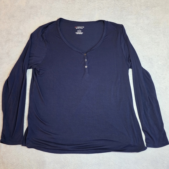Liz Claiborne Other - Liz Claiborne Cool & Calm Navy Long Sleeve Sleep Top Large